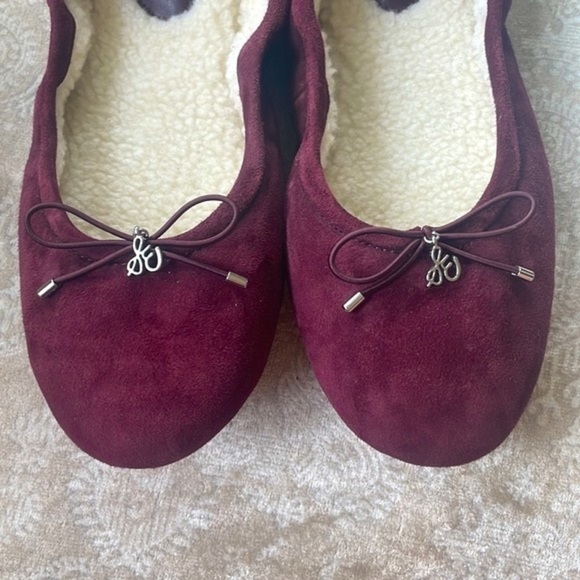 Brand New SAM EDELMAN Felicia Genuine Suede Bow Ballet Flats Burgundy Loafers - Picture 7 of 16